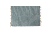 Tappeto moderno Atlanta, stile kilim, 100% cotone, azzurro, 200x140cm