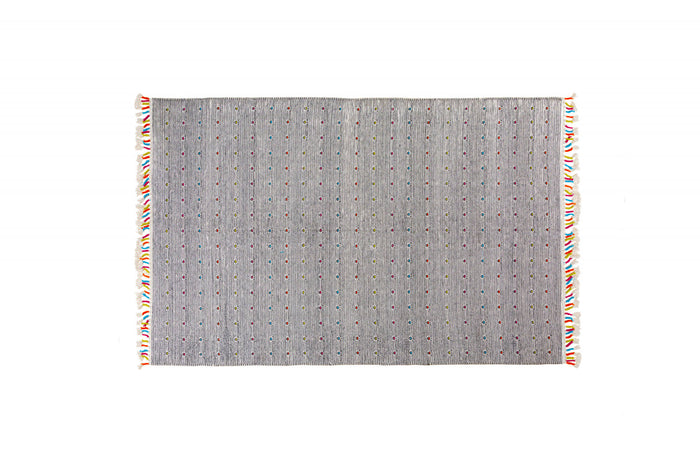 Tappeto moderno Texas, stile kilim, 100% cotone, grigio, 150x80cm