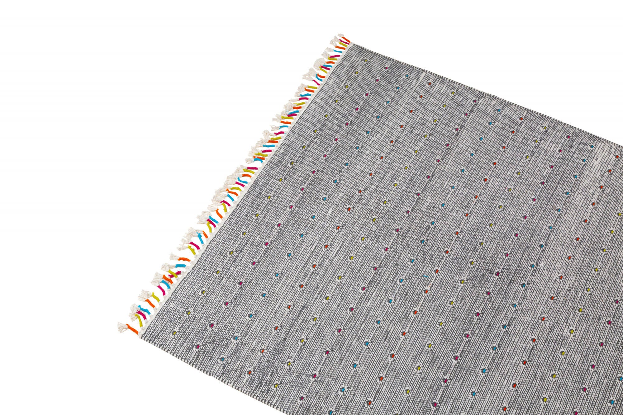 Tappeto moderno Texas, stile kilim, 100% cotone, grigio, 200x140cm