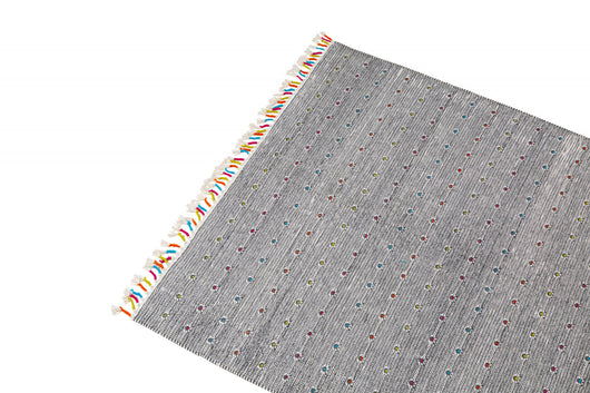 Tappeto moderno Texas, stile kilim, 100% cotone, grigio, 200x140cm