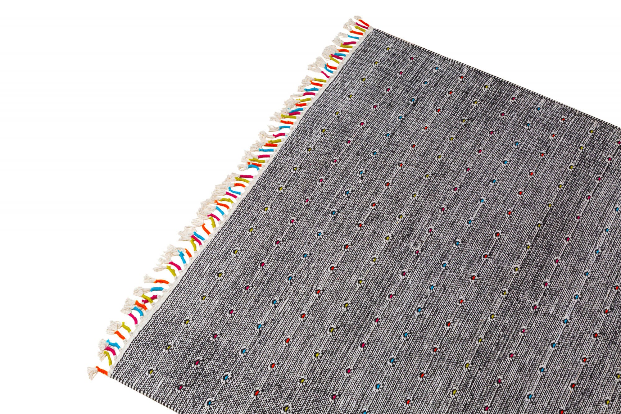 Tappeto moderno Texas, stile kilim, 100% cotone, nero, 150x80cm