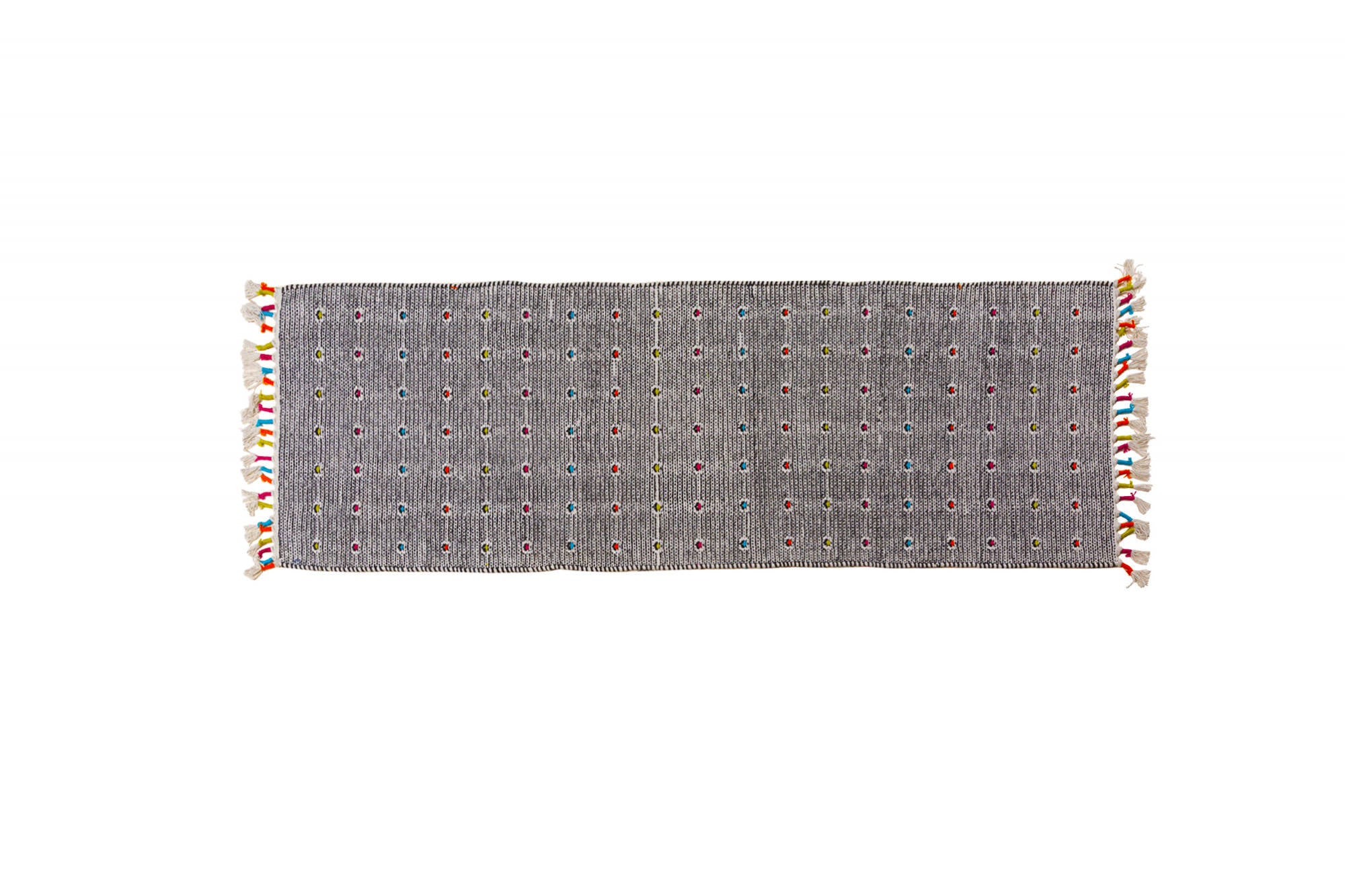Tappeto moderno Texas, stile kilim, 100% cotone, nero, 180x60cm