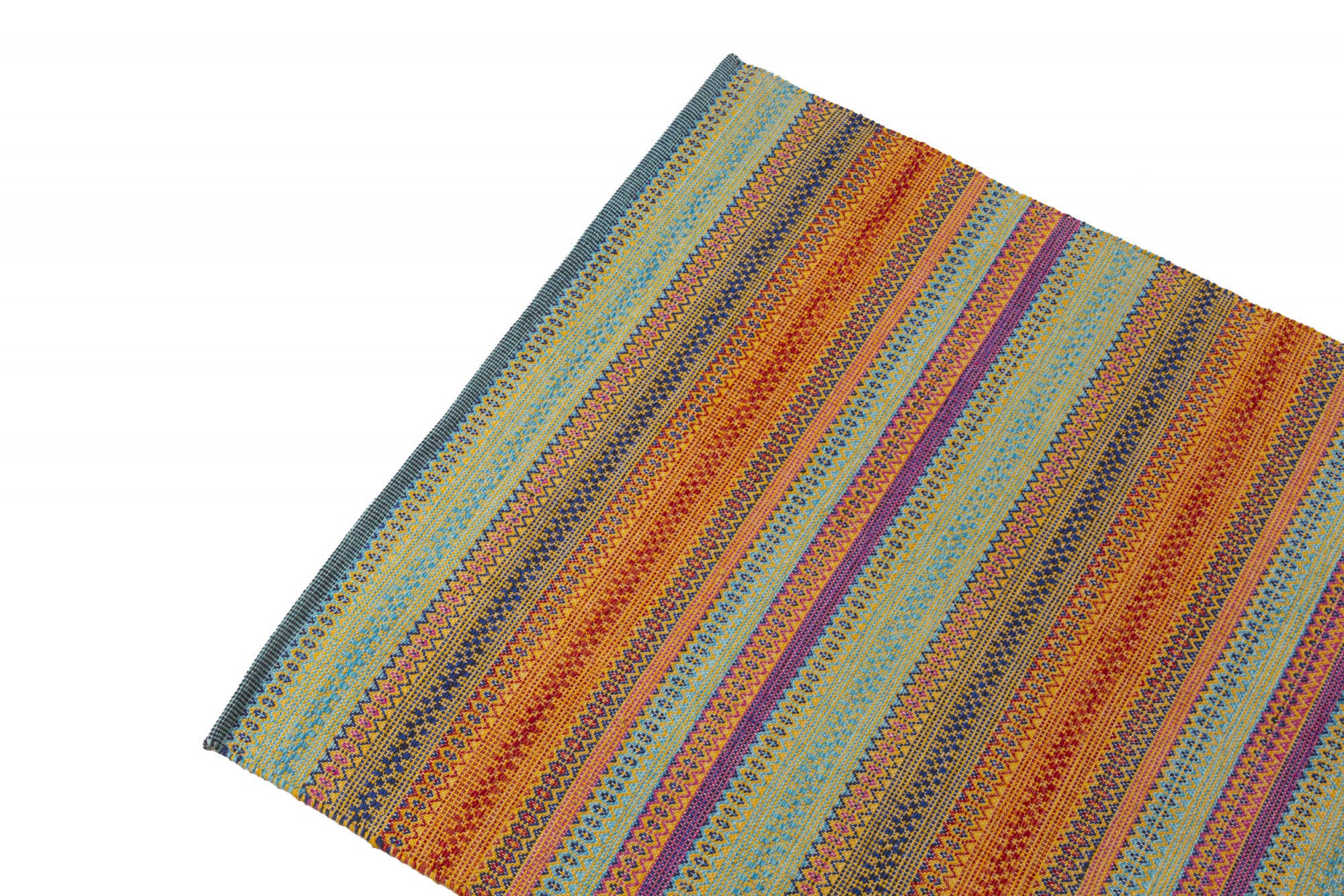 Tappeto moderno Cleveland, stile kilim, 100% cotone, multicoloree, 200x140cm
