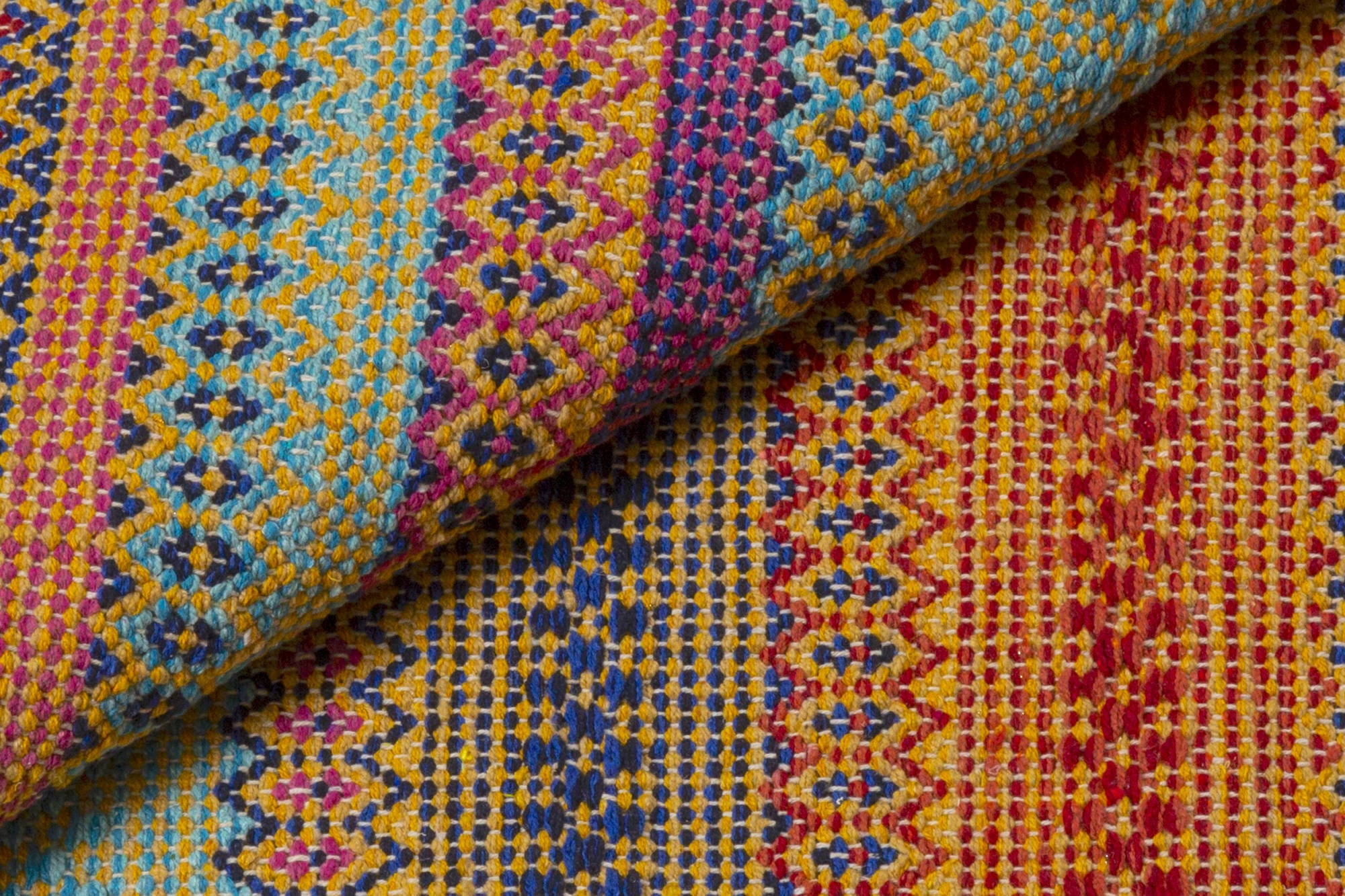 Tappeto moderno Cleveland, stile kilim, 100% cotone, multicoloree, 200x140cm