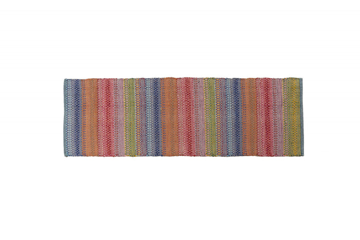 Tappeto moderno Cleveland, stile kilim, 100% cotone, multicoloree, 180x60cm
