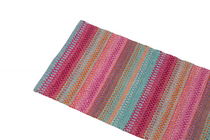 Tappeto moderno Cleveland, stile kilim, 100% cotone, multicoloree, 240x60cm