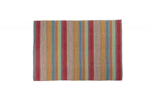 Tappeto moderno Cleveland, stile kilim, 100% cotone, multicoloree, 150x80cm