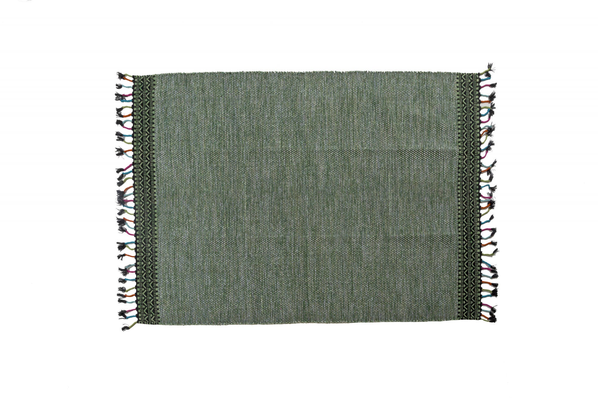 Tappeto moderno Dallas, stile kilim, 100% cotone, verde, 170x110cm