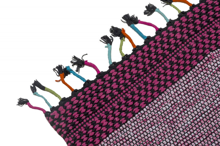 Tappeto moderno Dallas, stile kilim, 100% cotone, rosa, 170x110cm