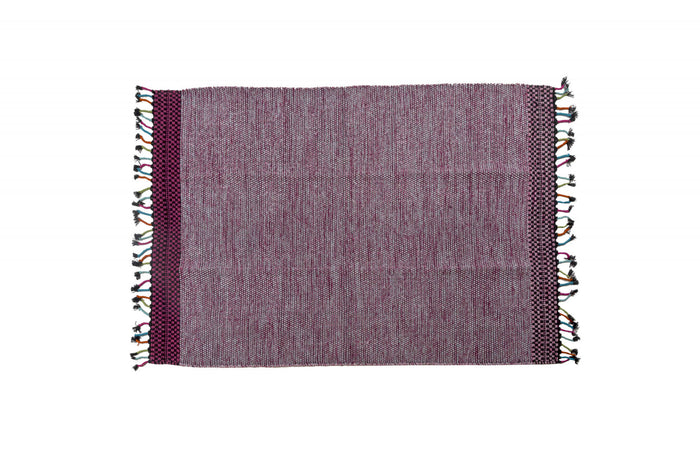 Tappeto moderno Dallas, stile kilim, 100% cotone, rosa, 230x160cm
