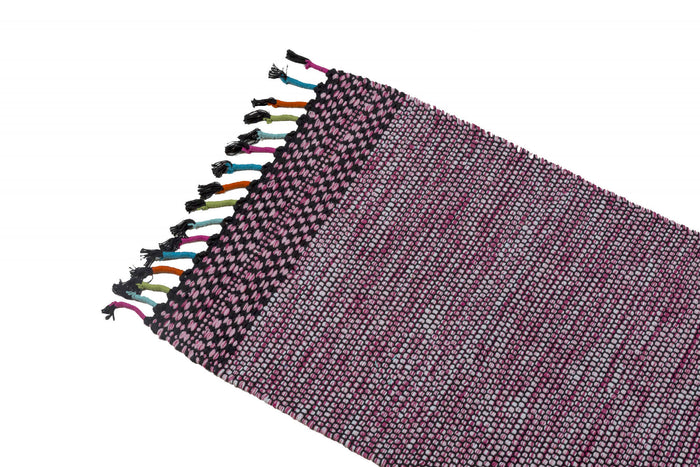 Tappeto moderno Dallas, stile kilim, 100% cotone, rosa, 240x60cm