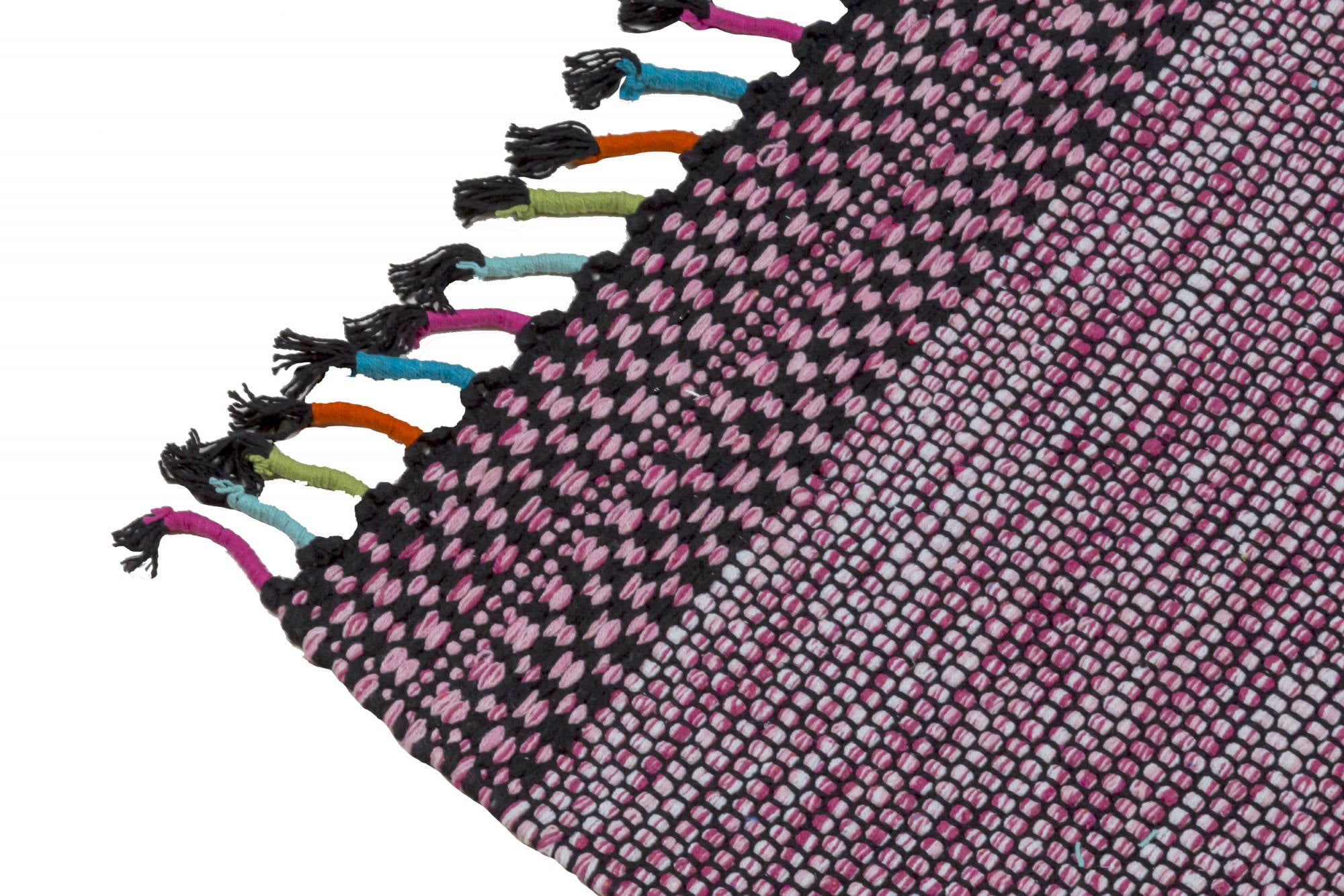 Tappeto moderno Dallas, stile kilim, 100% cotone, rosa, 240x60cm