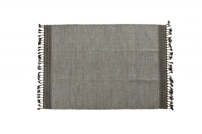 Tappeto moderno Dallas, stile kilim, 100% cotone, beige, 170x110cm