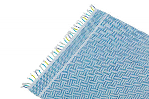 Tappeto moderno Ontario, stile kilim, 100% cotone, blu, 200x140cm