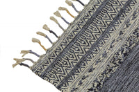 Tappeto moderno boston, stile kilim, 100% cotone, nero, 110x60cm