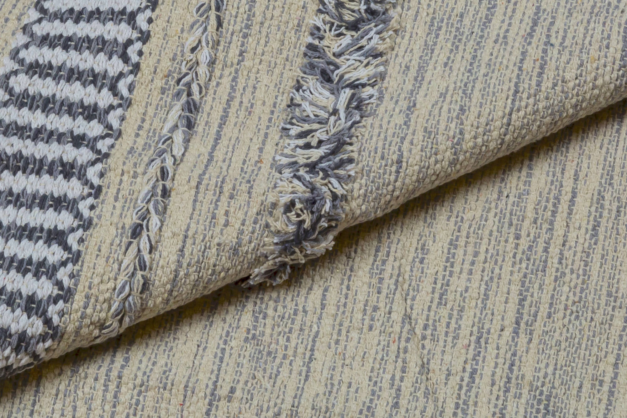 Tappeto moderno boston, stile kilim, 100% cotone, grigio, 200x140cm