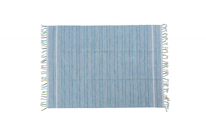 Tappeto moderno Alabama, stile kilim, 100% cotone, blu, 230x160cm