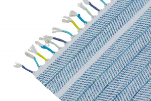 Tappeto moderno Alabama, stile kilim, 100% cotone, blu, 230x160cm