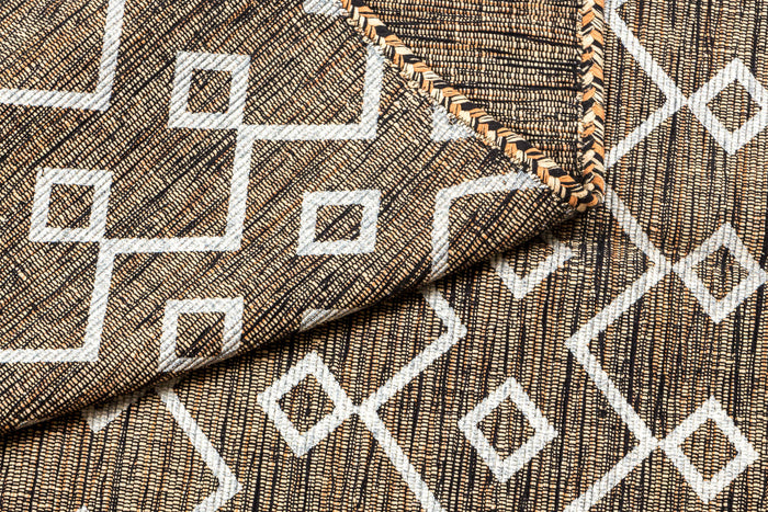 Tappeto moderno Toronto, stile kilim, 100% cotone, marrone, 110x60cm