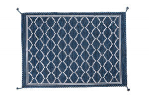 Tappeto moderno Toronto, stile kilim, 100% cotone, blu, 180x120cm
