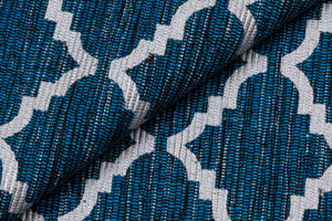 Tappeto moderno Toronto, stile kilim, 100% cotone, blu, 180x120cm