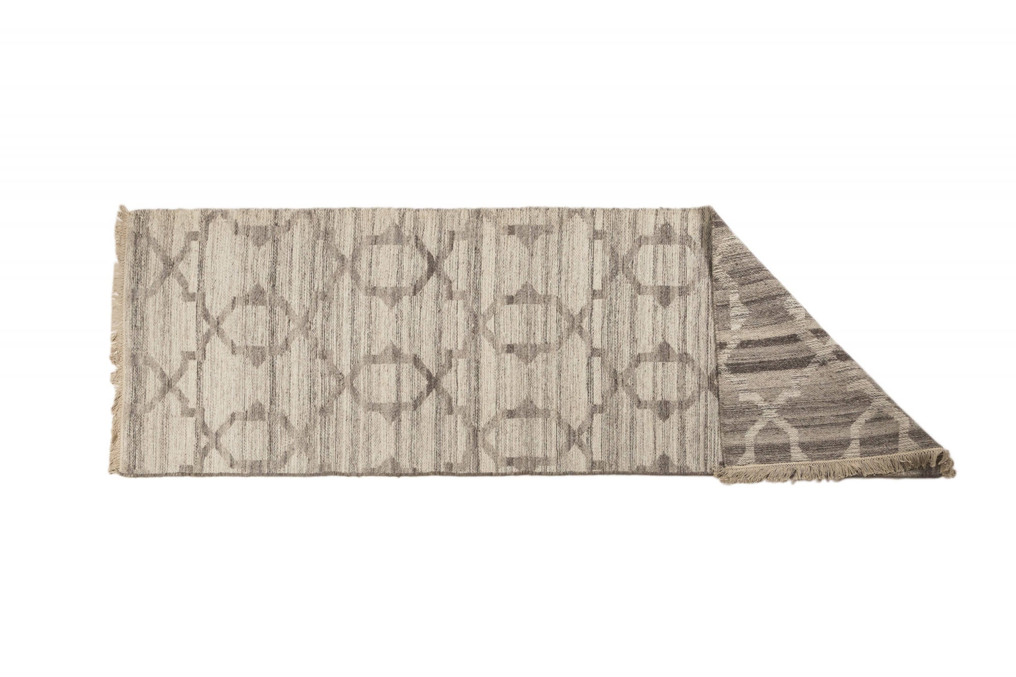 Tappeto moderno Detroit, stile kilim, 100% cotone, grigio, 175x63cm