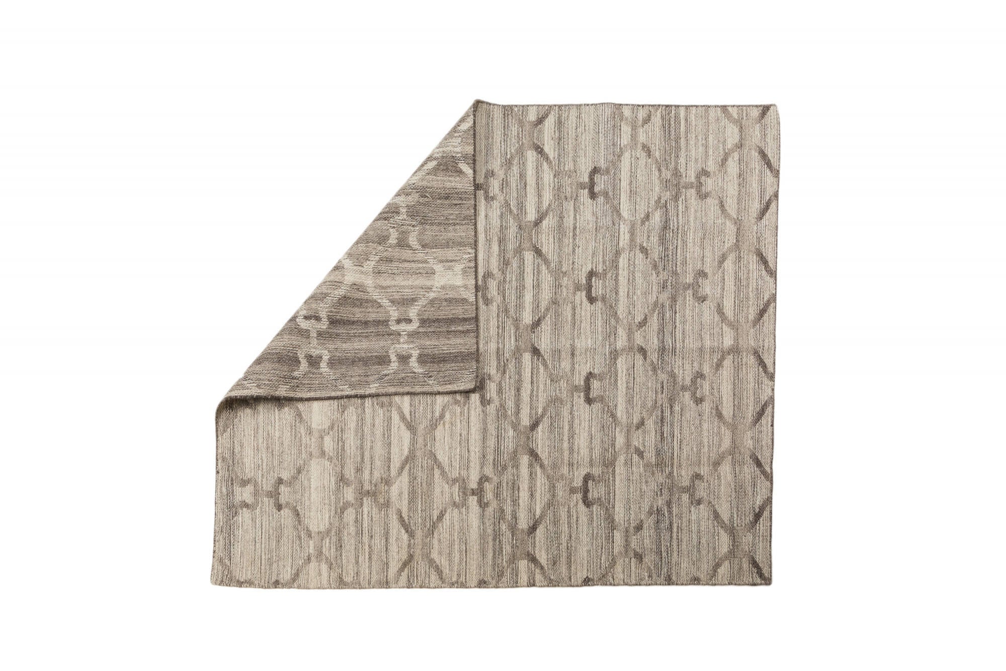 Tappeto moderno Detroit, stile kilim, 100% cotone, grigio, 300x250cm