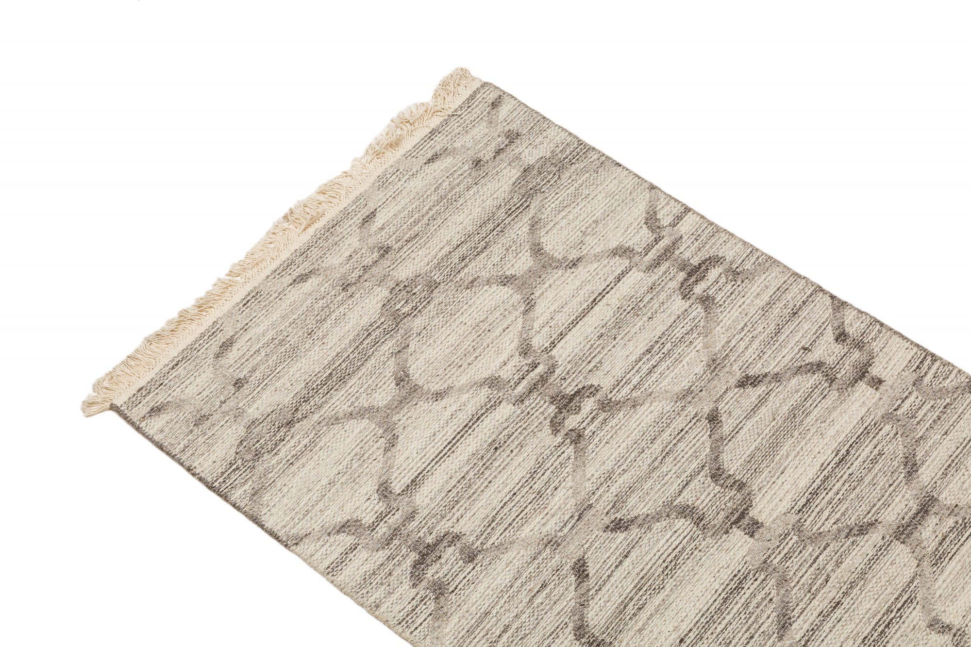 Tappeto moderno Detroit, stile kilim, 100% cotone, grigio, 300x80cm