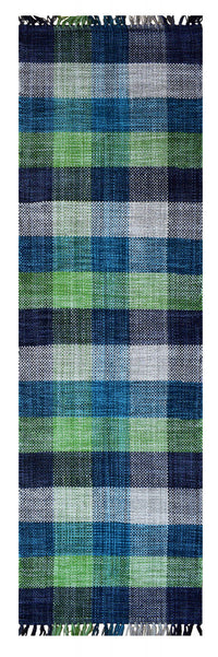 Tappeto moderno sacramento, stile kilim, 100% cotone, verde, 240x60cm