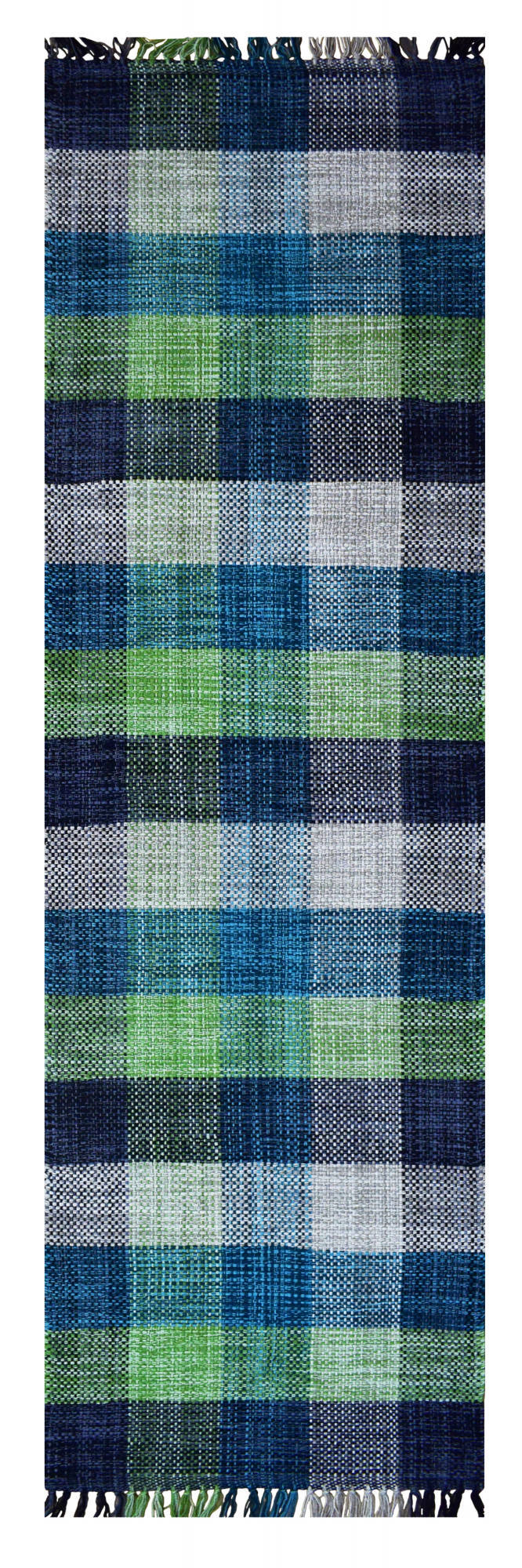 Tappeto moderno sacramento, stile kilim, 100% cotone, verde, 240x60cm