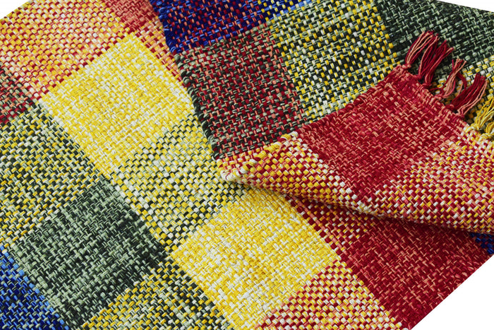 Tappeto moderno sacramento, stile kilim, 100% cotone, multicoloree, 240x60cm