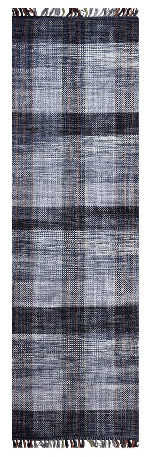 Tappeto moderno sacramento, stile kilim, 100% cotone, grigio, 180x60cm