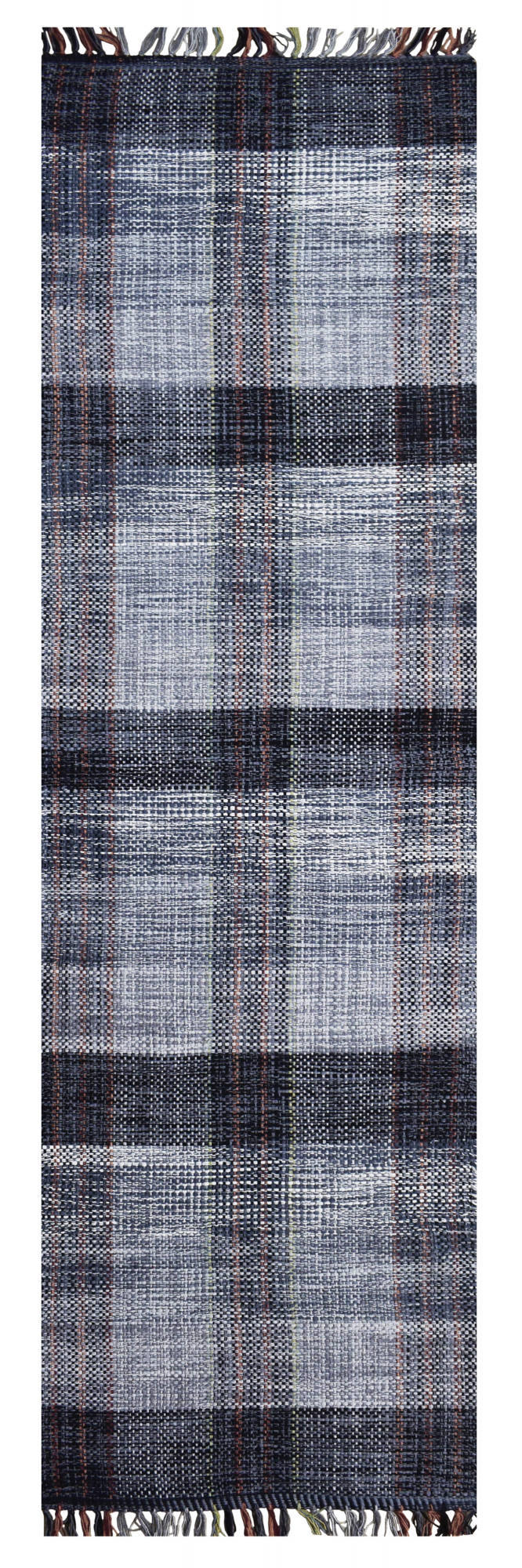 Tappeto moderno sacramento, stile kilim, 100% cotone, grigio, 180x60cm