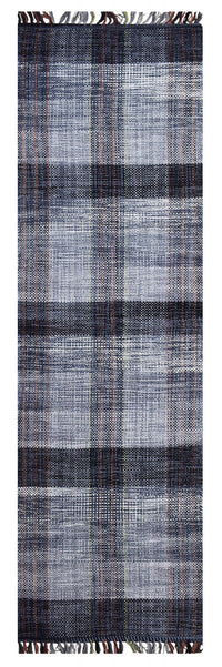 Tappeto moderno sacramento, stile kilim, 100% cotone, grigio, 240x60cm