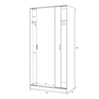 Guardaroba Alt, Armadio per camera da letto a 2 ante scorrevoli, Mobile con ripiano e barra appendiabiti, cm 100x50h200, Rovere