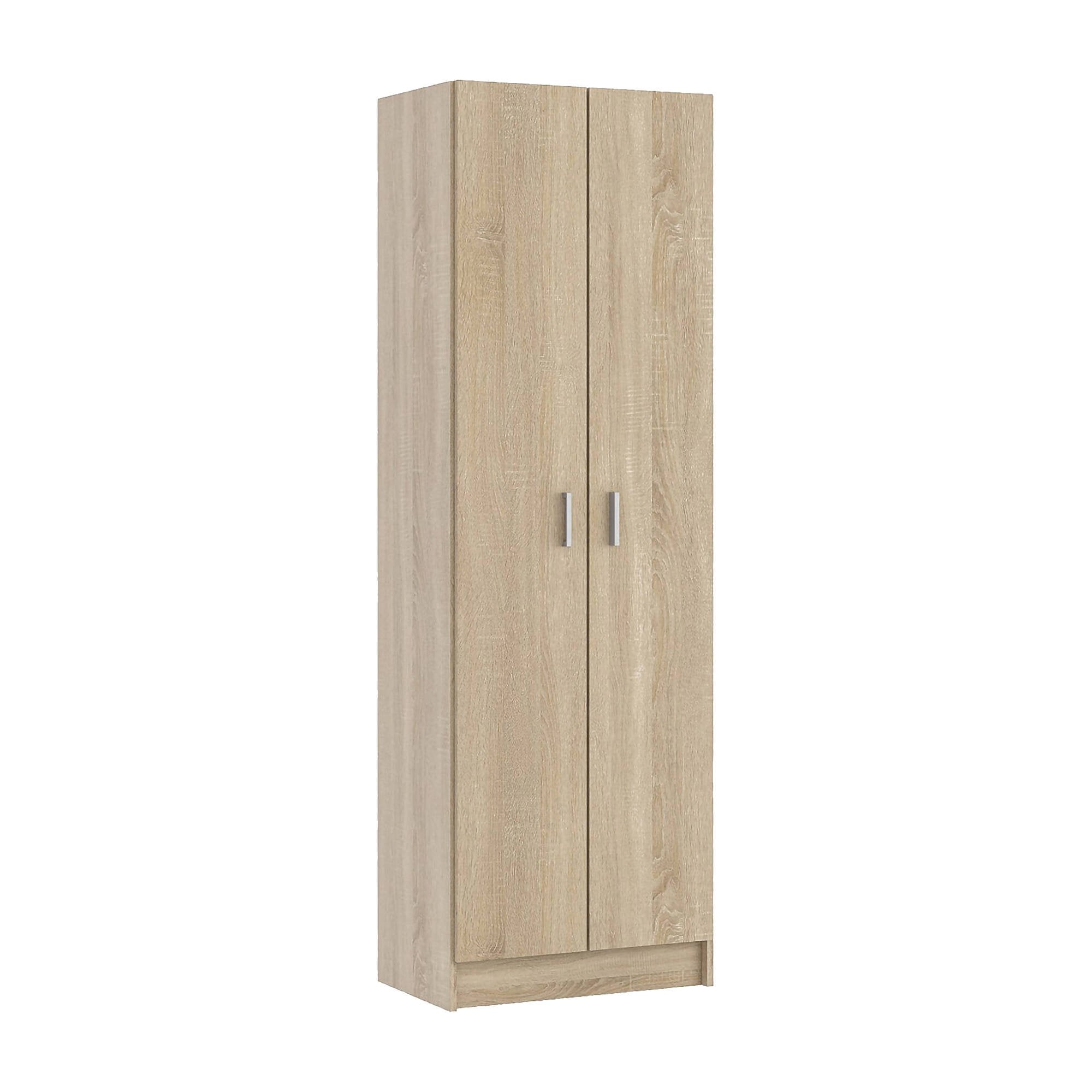 Armadio multiuso Altiplano, Mobile ausiliario a 2 ante, Guardaroba portascarpe moderno, Scarpiera verticale, cm 59x37h180, Rovere