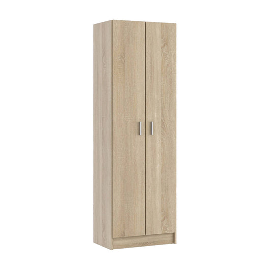 Armadio multiuso Altiplano, Mobile ausiliario a 2 ante, Guardaroba portascarpe moderno, Scarpiera verticale, cm 59x37h180, Rovere