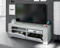 Mobile porta TV Sparaxis, Credenza per televisione da soggiorno, Supporto TV a 2 ante, Credenza bassa da salotto, cm 120x42h40, Bianco e Cemento