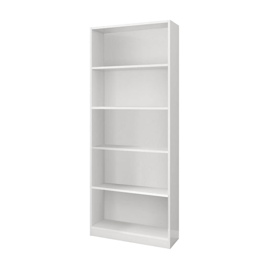 Libreria Abla, Mobile portalibri lineare a 4 ripiani, Scaffale da ufficio o camera, Mobile portalibri moderno, cm 80x28h201, Bianco