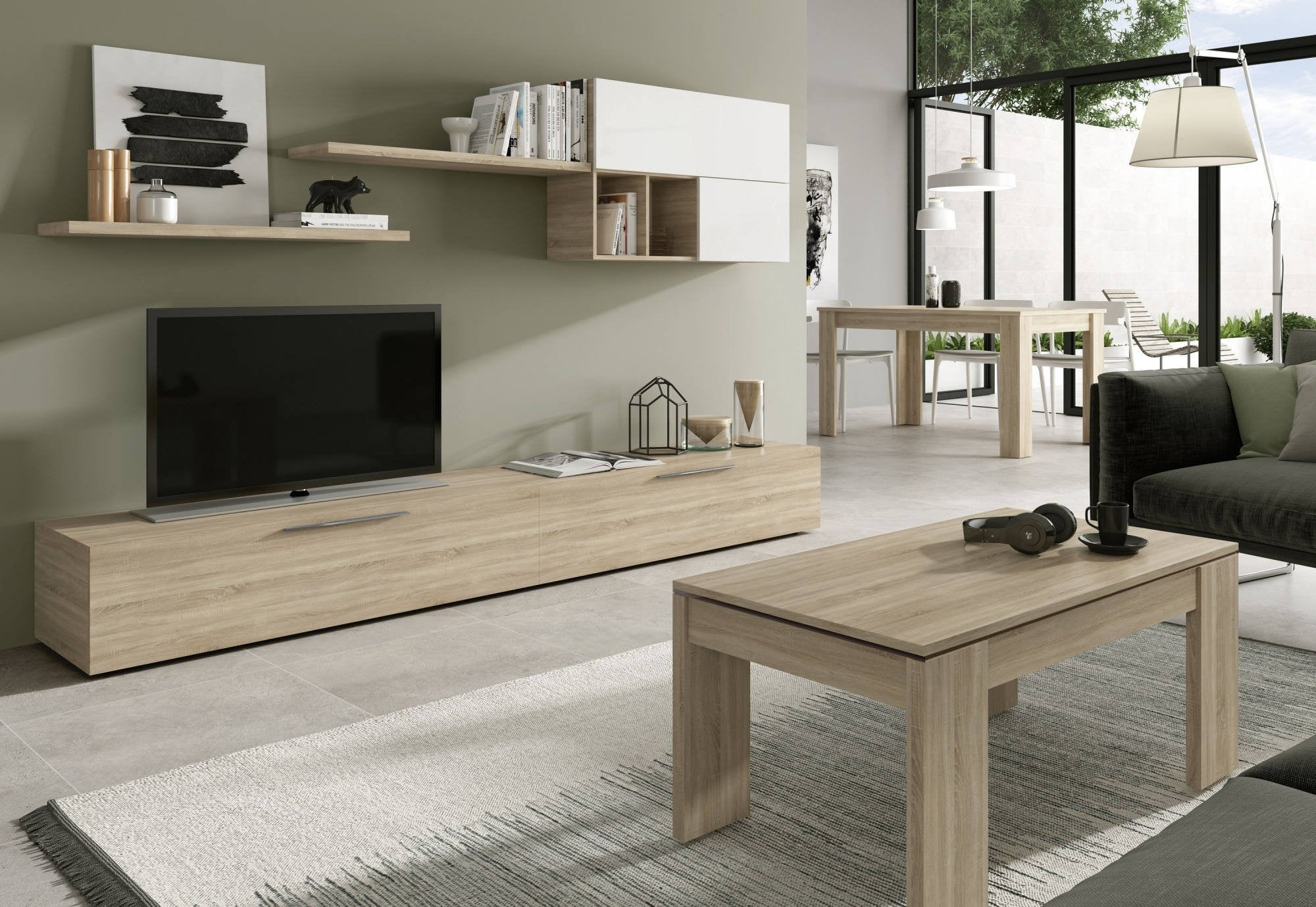 Tavolino da salotto Almo, Tavolino da caffÒ¨ con piano elevabile, Tavolo basso da soggiorno, cm 100x50h43/84, Rovere