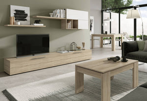 Tavolino da salotto Almo, Tavolino da caffÒ¨ con piano elevabile, Tavolo basso da soggiorno, cm 100x50h43/84, Rovere