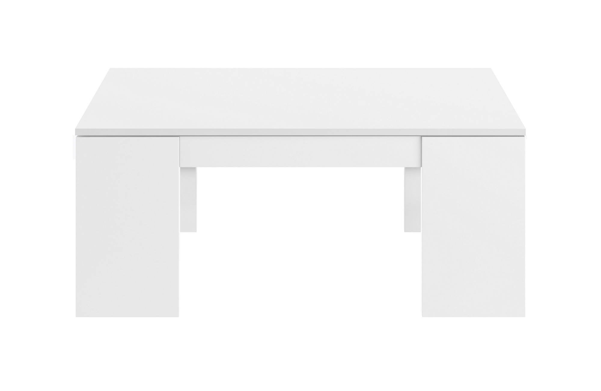 Tavolino da salotto Almo, Tavolino da caffÒ¨ con piano elevabile, Tavolo basso da soggiorno, cm 100x50h43/84, Bianco lucido