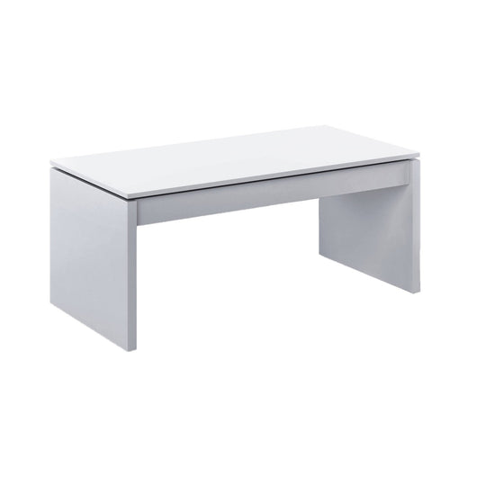 Tavolino da salotto Adrina, Tavolino da caffÒ¨ con piano elevabile, Tavolo basso da soggiorno, cm 102x50h43/54, Bianco lucido