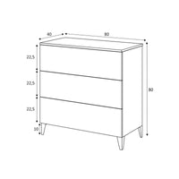 Cassettiera Acetate, Settimanale a 3 cassetti, Mobile ComÒ² per camera da letto, ComÒ² moderno, cm 80x40h80, Bianco