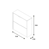 Scarpiera Anakin, Armadio portascarpe a 2 ante a ribalta, Scarpiera bassa da ingresso, Mobile basso, cm 75x22h76, Bianco