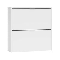 Scarpiera Anakin, Armadio portascarpe a 2 ante a ribalta, Scarpiera bassa da ingresso, Mobile basso, cm 75x22h76, Bianco