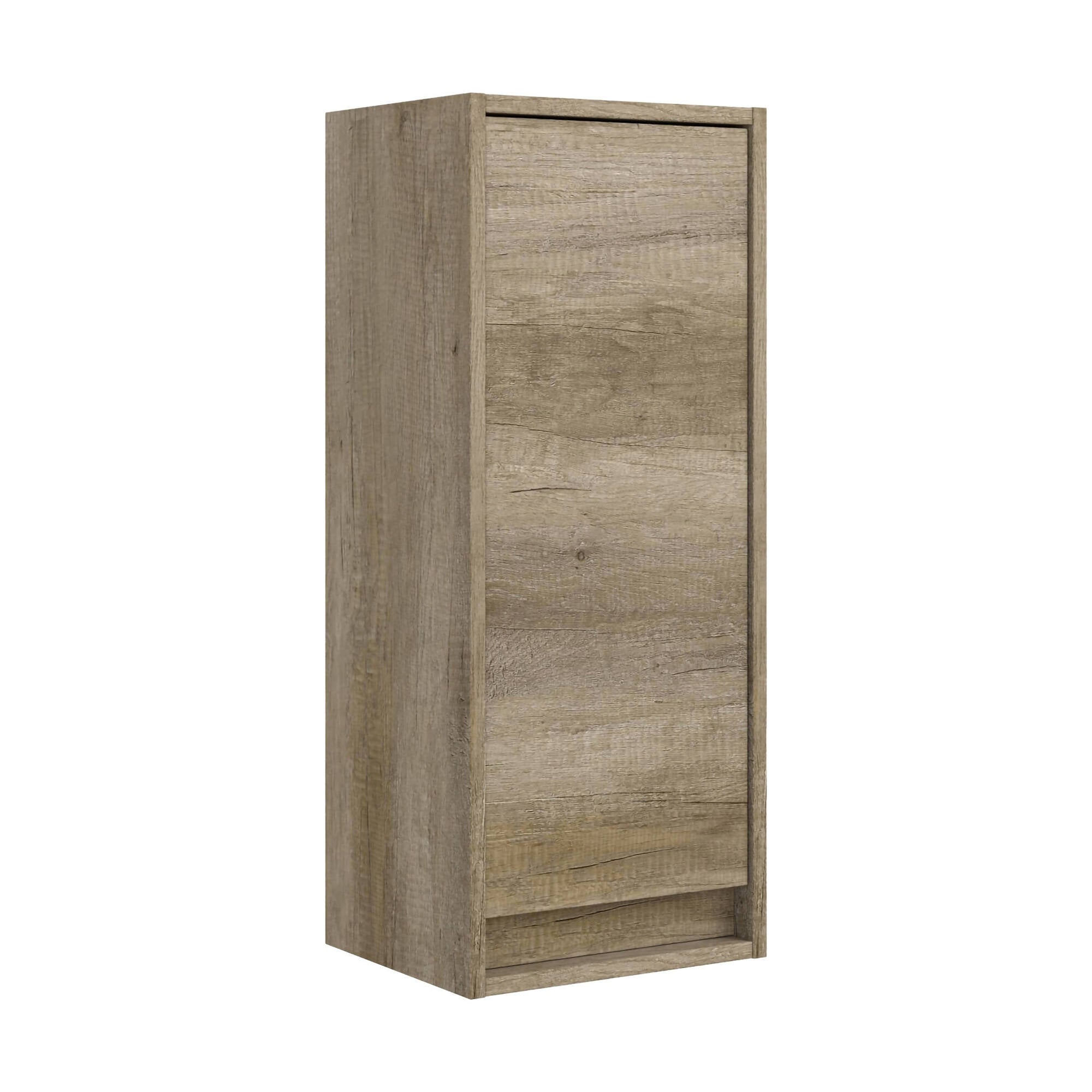 Colonna Bagno Anabella, Mobile a colonna per bagno a 1 anta, Armadio pensile sospeso, cm 30x26h74, Quercia