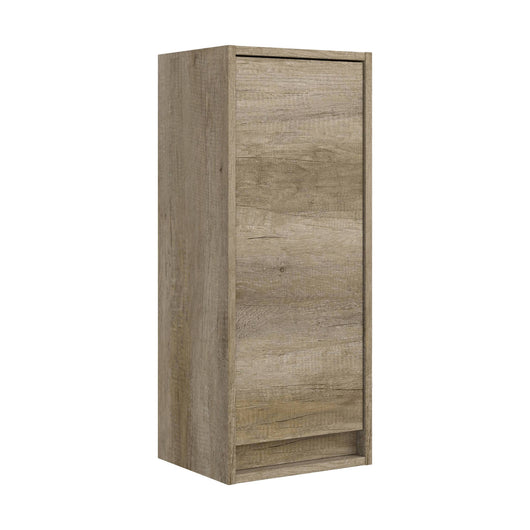 Colonna Bagno Anabella, Mobile a colonna per bagno a 1 anta, Armadio pensile sospeso, cm 30x26h74, Quercia