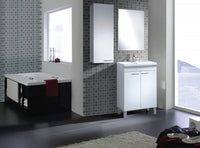 Mobile sottolavabo Almenia, Mobiletto per bagno, Armadio a 2 ante con specchio, lavabo non incluso, cm 50x40h80, Bianco