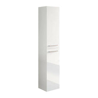 Colonna bagno Notte, Mobile a colonna per bagno a 2 ante, Armadio pensile sospeso con 2 ripiani, 30x25h150 cm, Bianco lucido